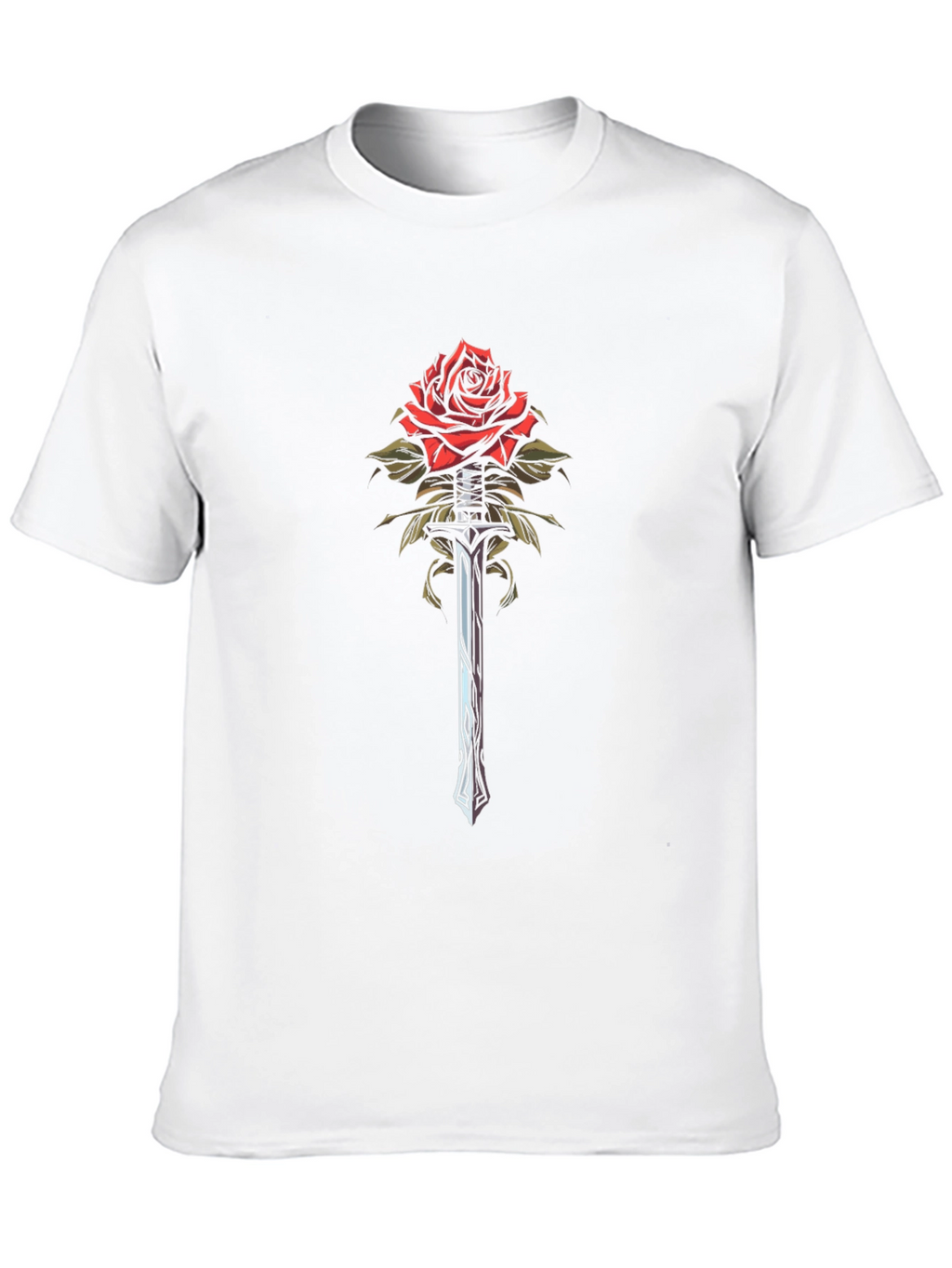 Rose and Sword Graphic Tee - Unique Design