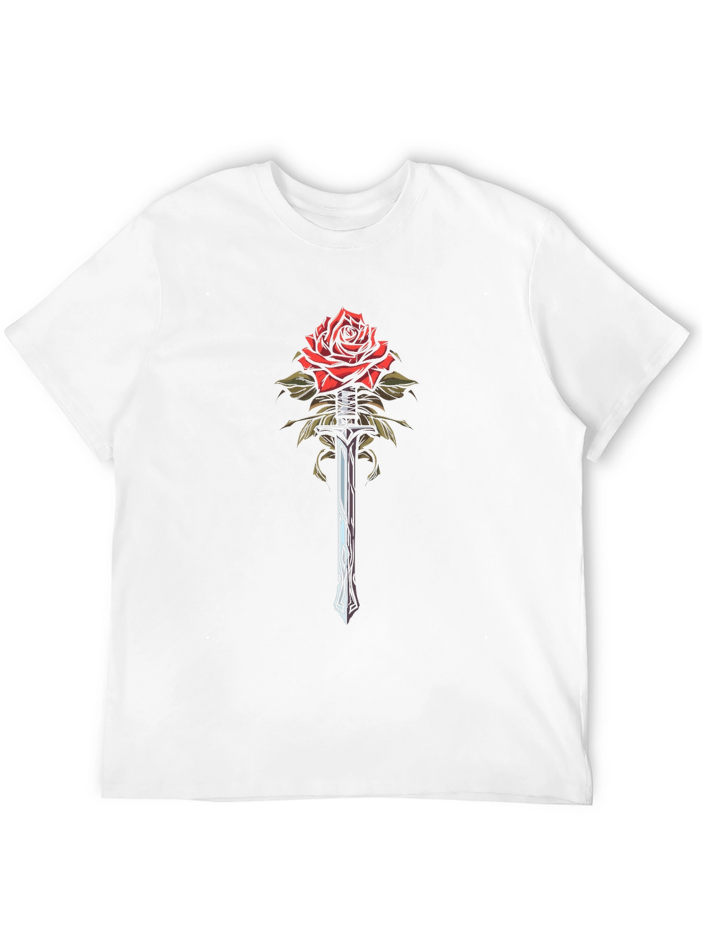 Rose and Sword Graphic Tee - Unique Design