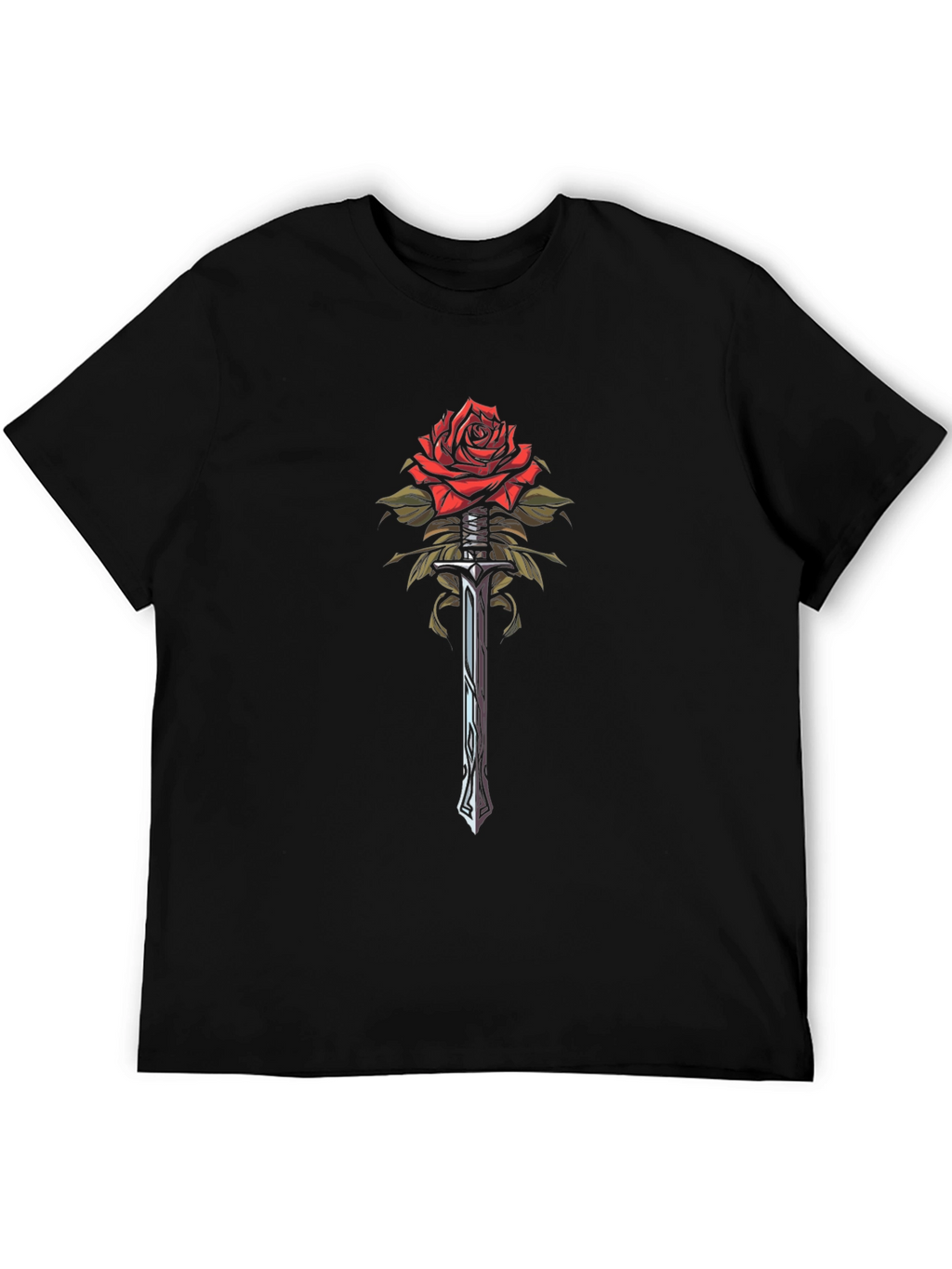 Rose and Sword Graphic Tee - Unique Design