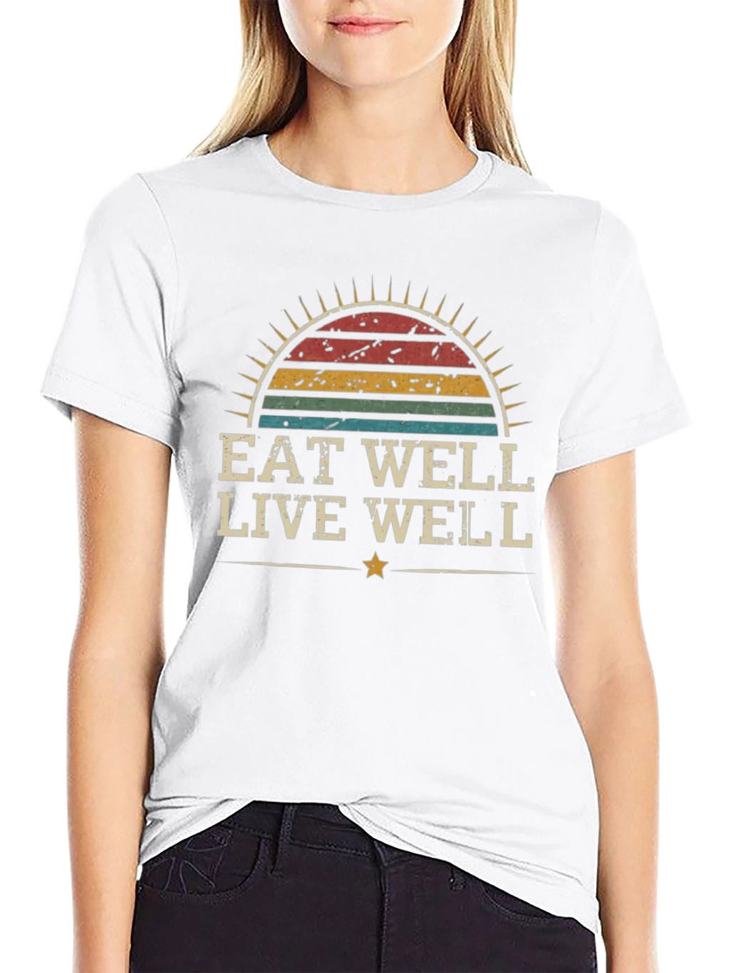 Eat Well Live Well Retro Graphic T-Shirt