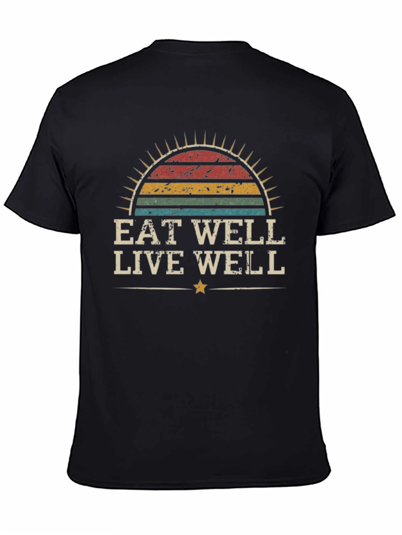 Eat Well Live Well Retro Graphic T-Shirt
