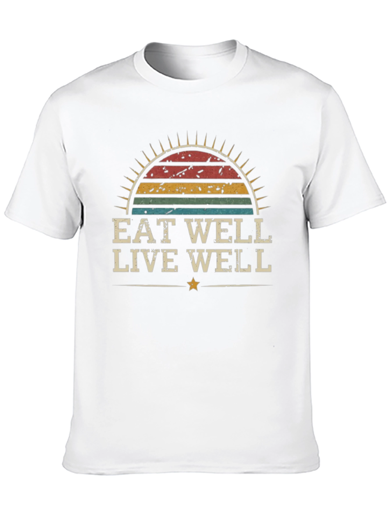 Eat Well Live Well Retro Graphic T-Shirt