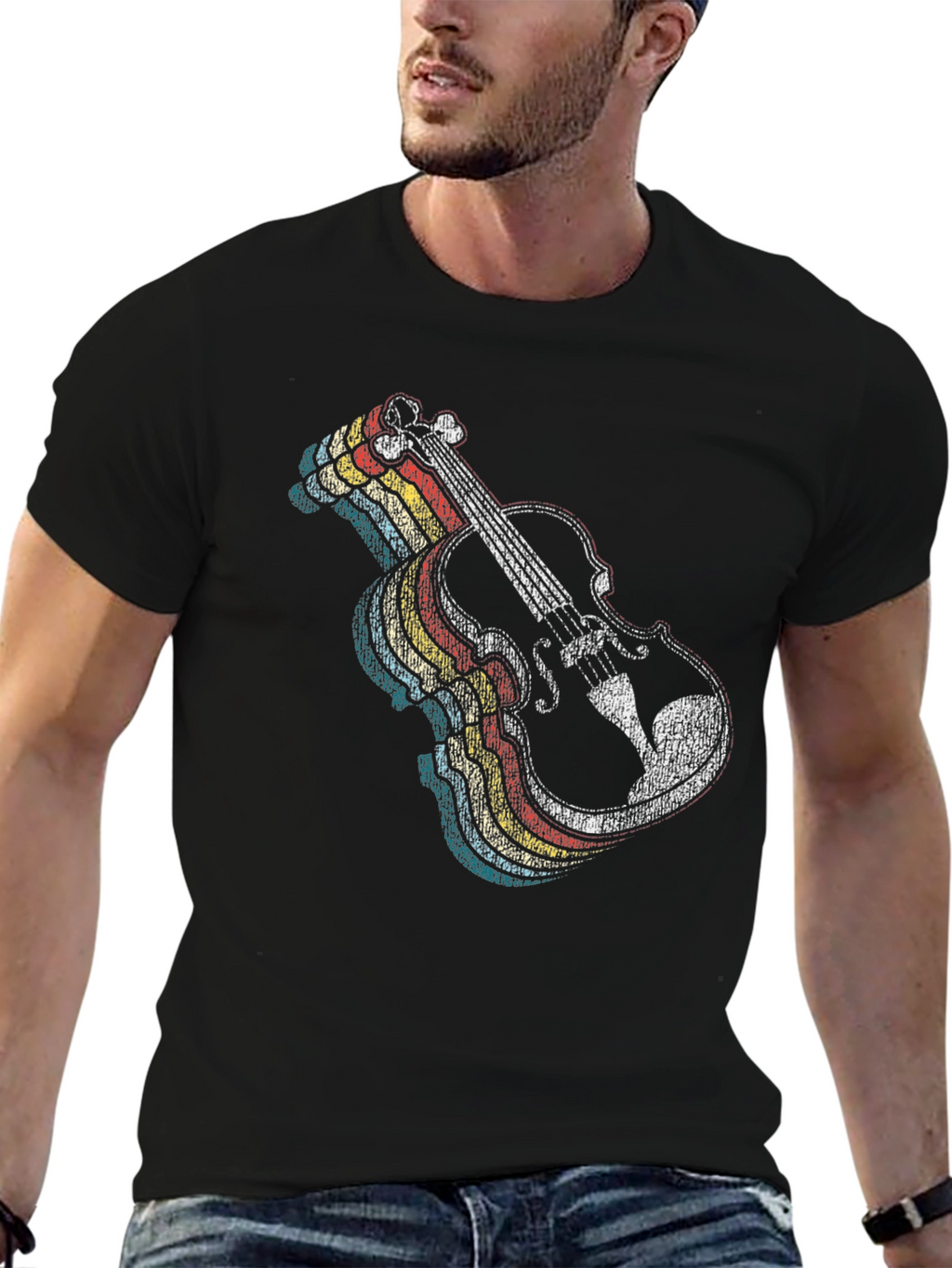 Retro Violin Graphic T-Shirt - Classic Music Lover Tee