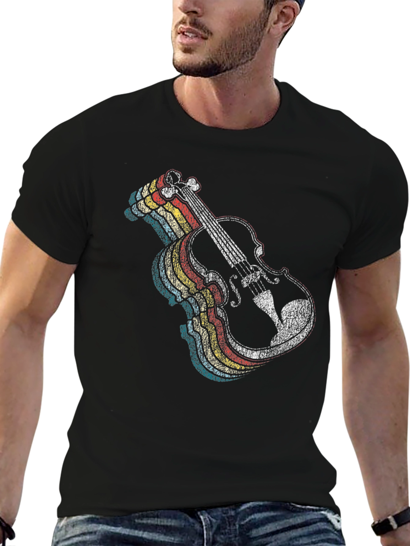 Retro Violin Graphic T-Shirt - Classic Music Lover Tee