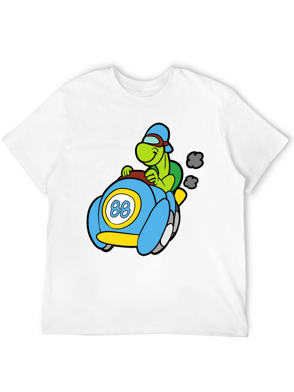 Cartoon Turtle Racer Black T-Shirt