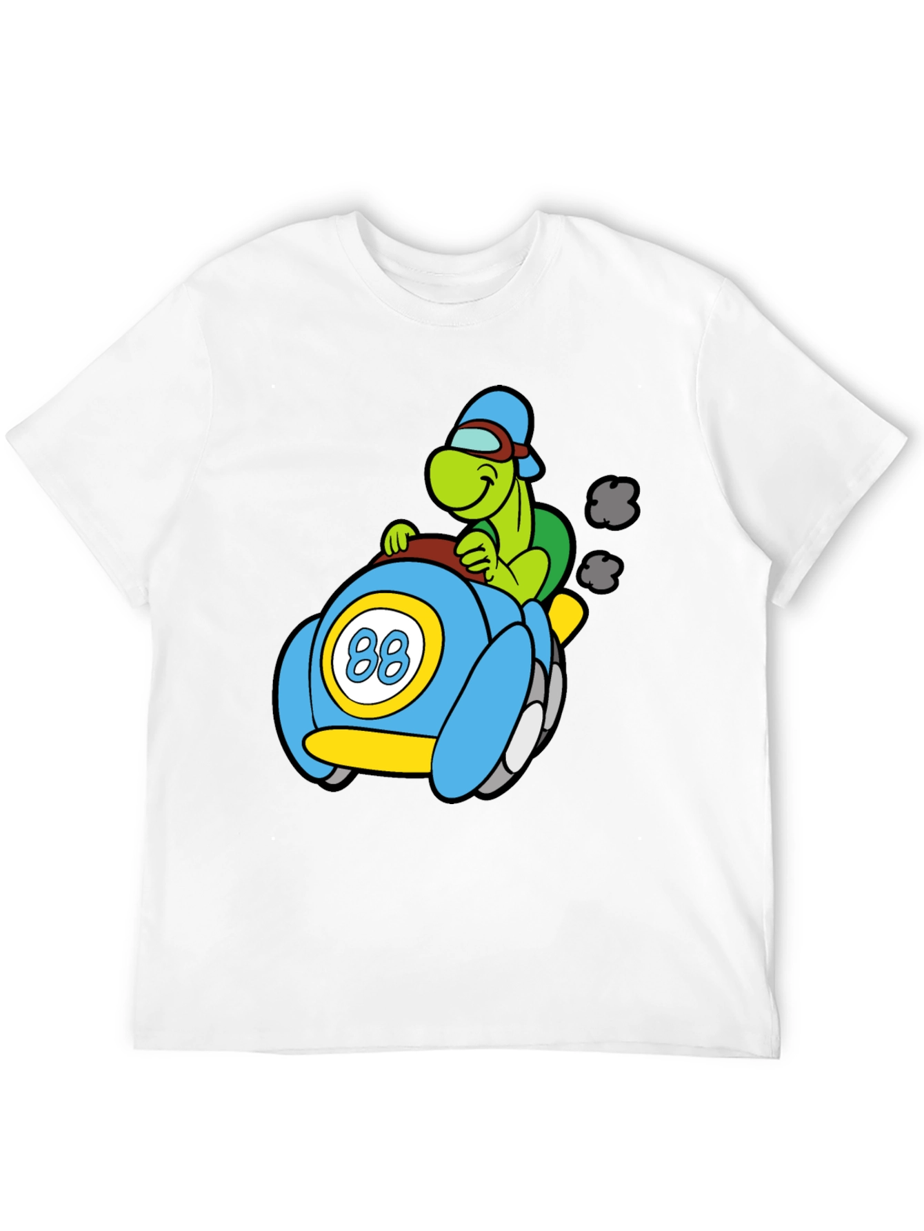 Cartoon Turtle Racer Black T-Shirt