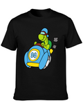 Cartoon Turtle Racer Black T-Shirt