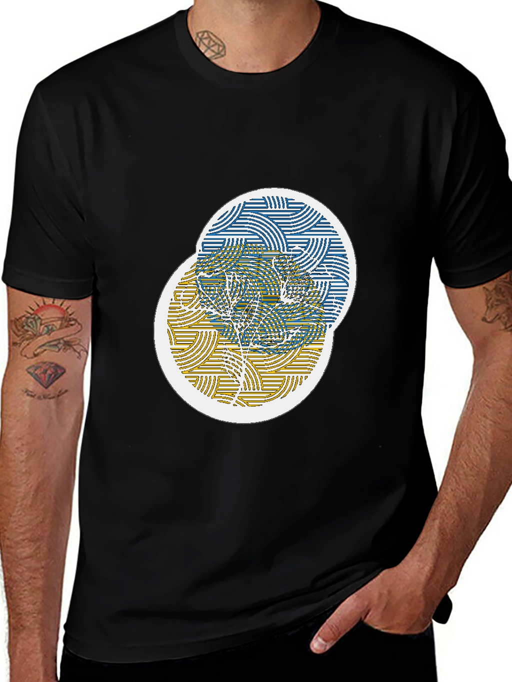 Unique Circle Graphic Black T-Shirt