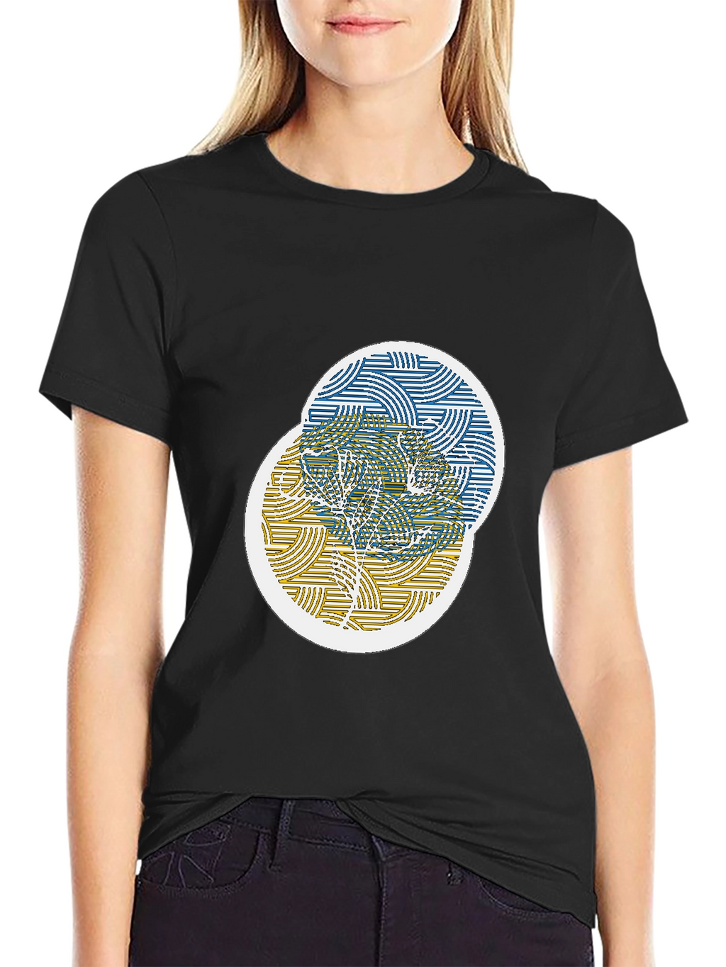 Unique Circle Graphic Black T-Shirt