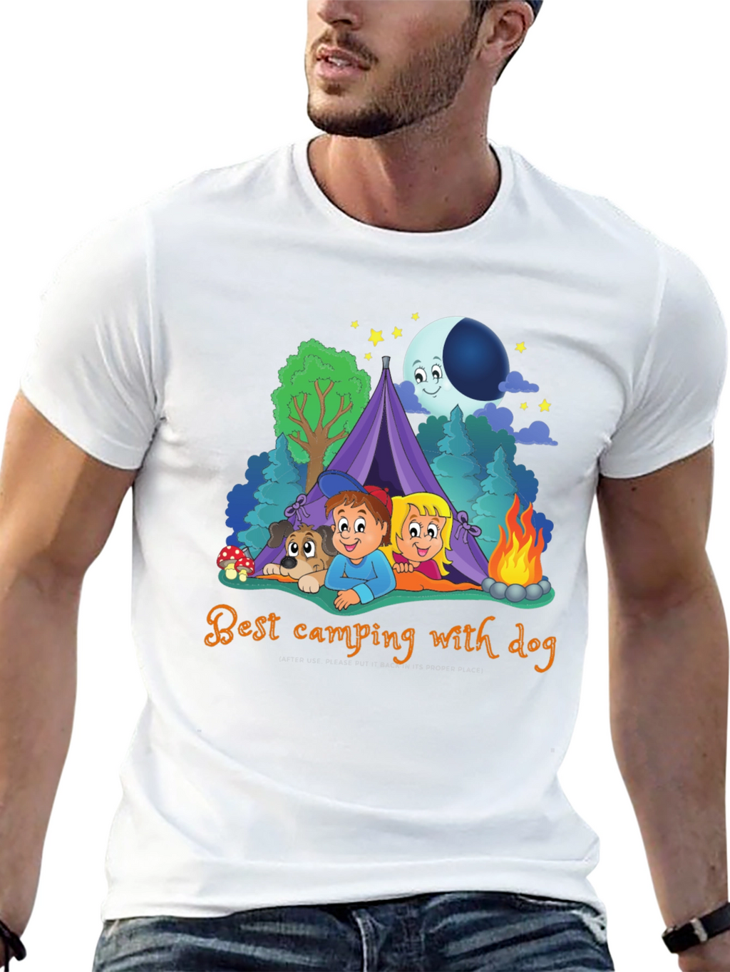Camping with Dog Graphic T-Shirt