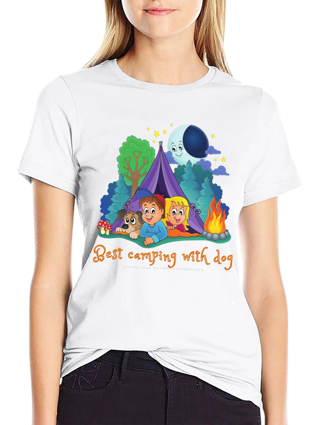 Camping with Dog Graphic T-Shirt