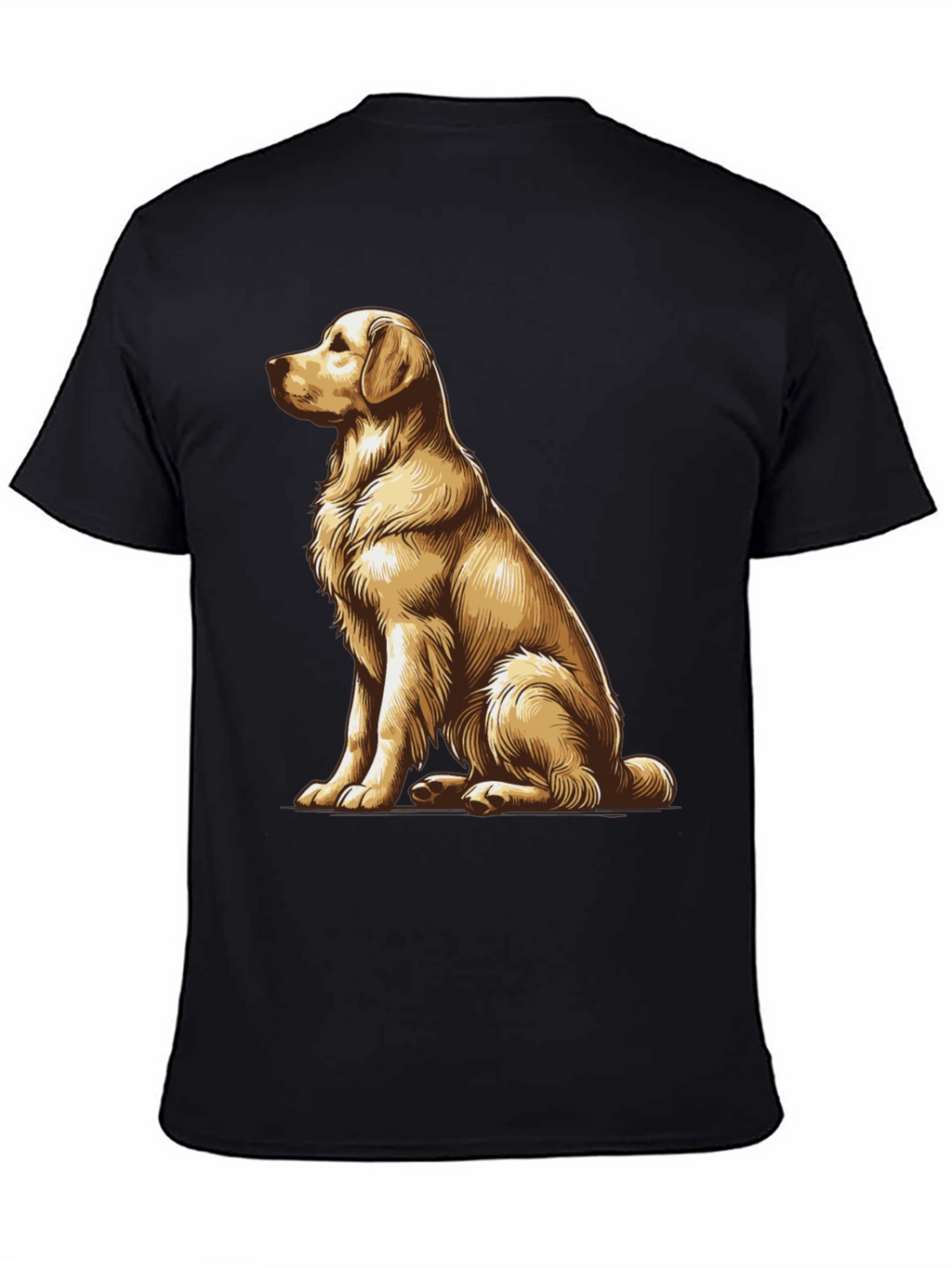 Golden Retriever Graphic Tee - Black Cotton Comfort