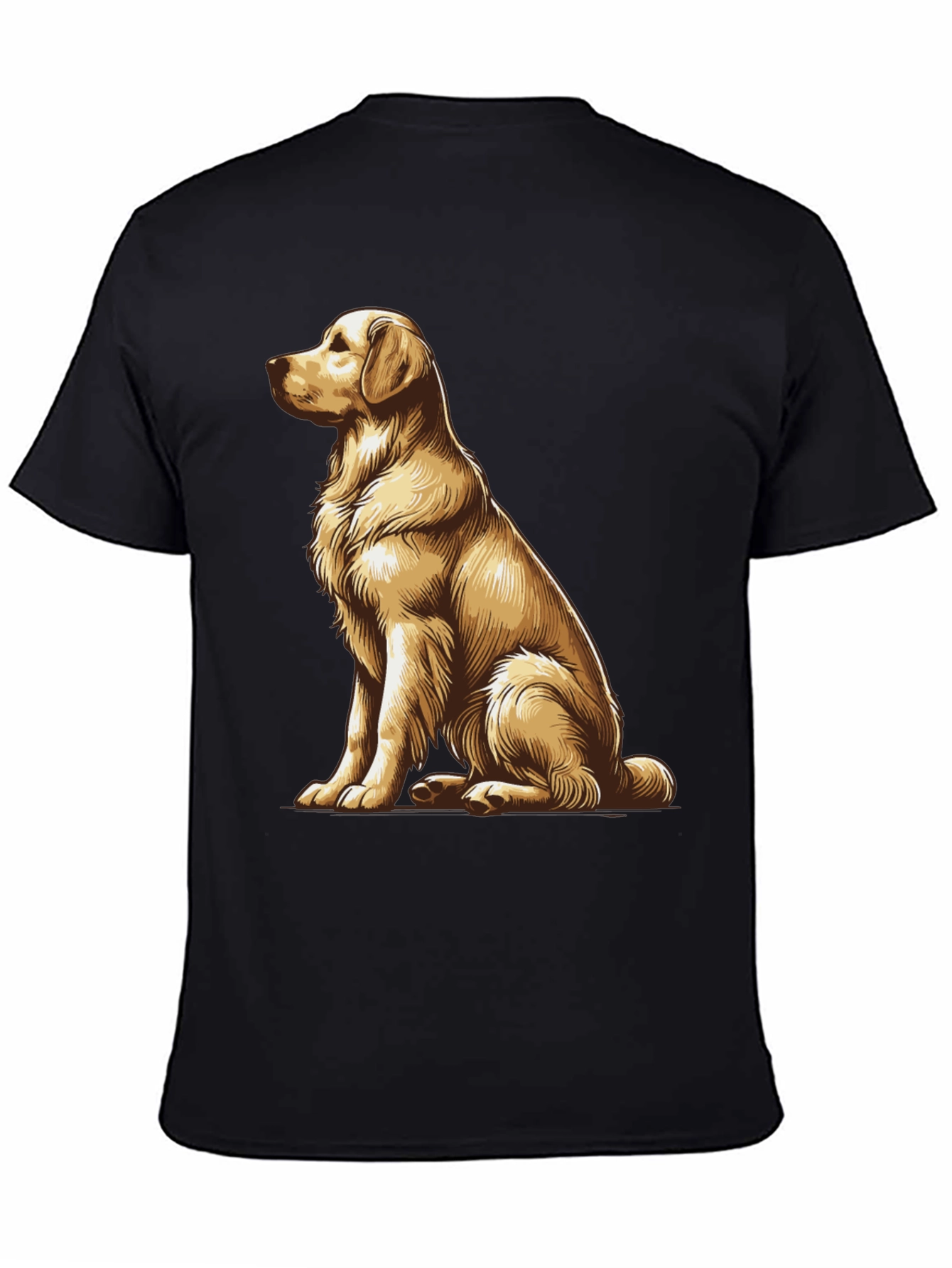 Golden Retriever Graphic Tee - Black Cotton Comfort