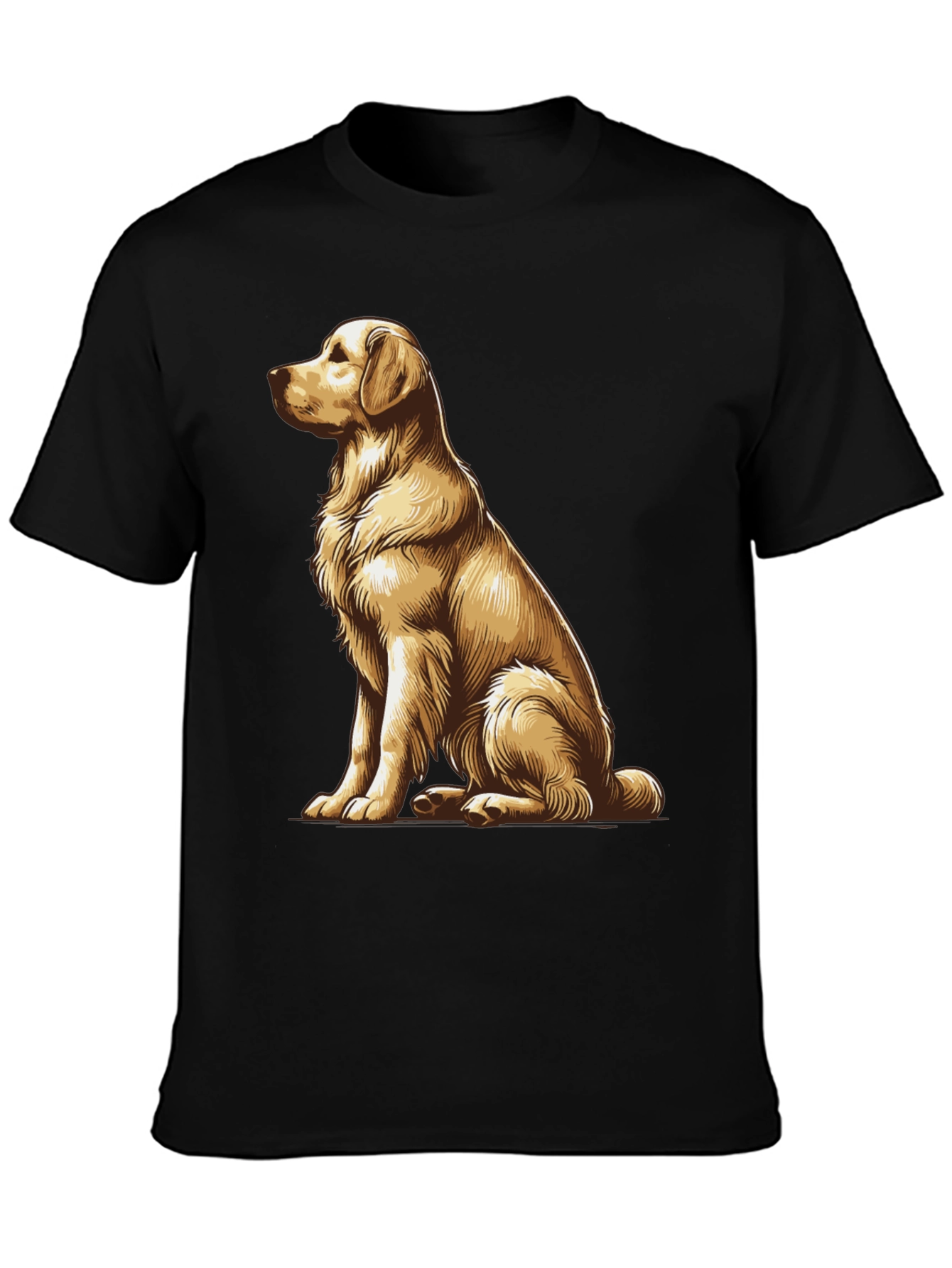 Golden Retriever Graphic Tee - Black Cotton Comfort
