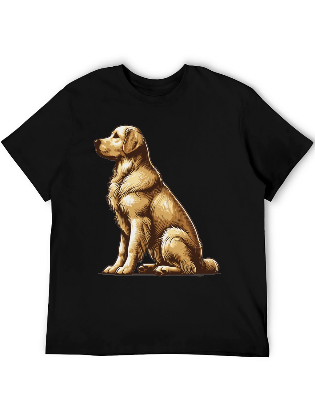 Golden Retriever Graphic Tee - Black Cotton Comfort
