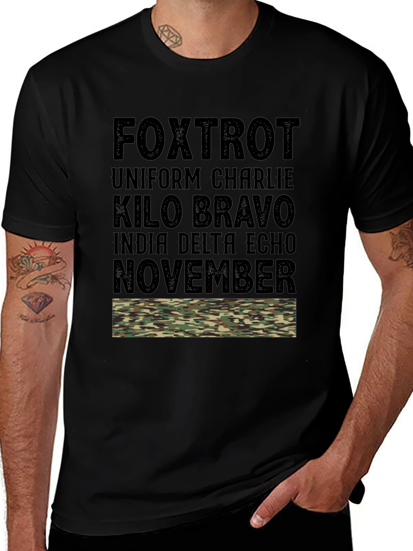 Military Alphabet Camo T-Shirt