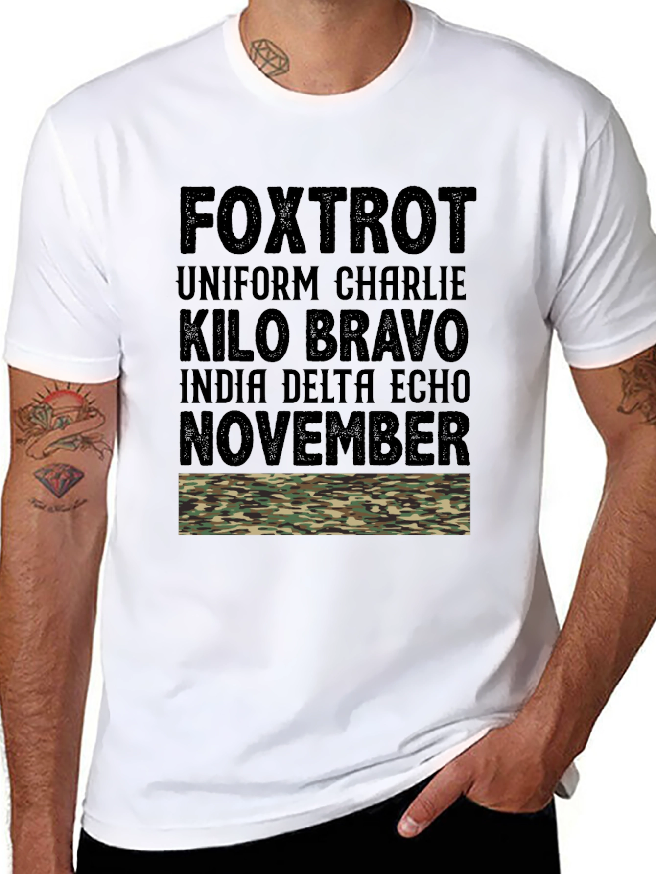 Military Alphabet Camo T-Shirt