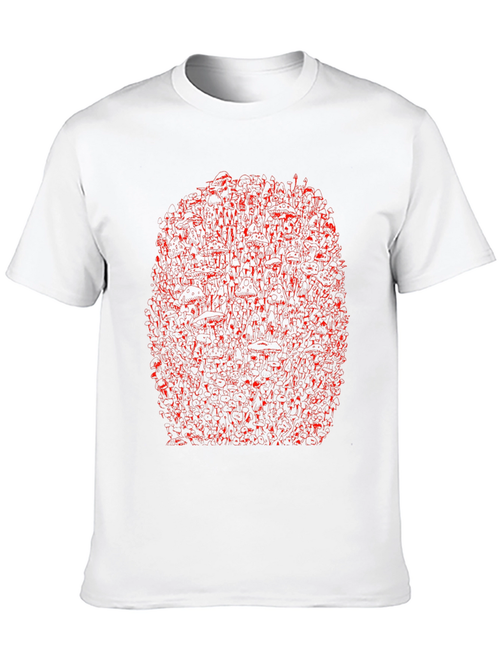 Unique Red Abstract Print Black Crewneck T-Shirt