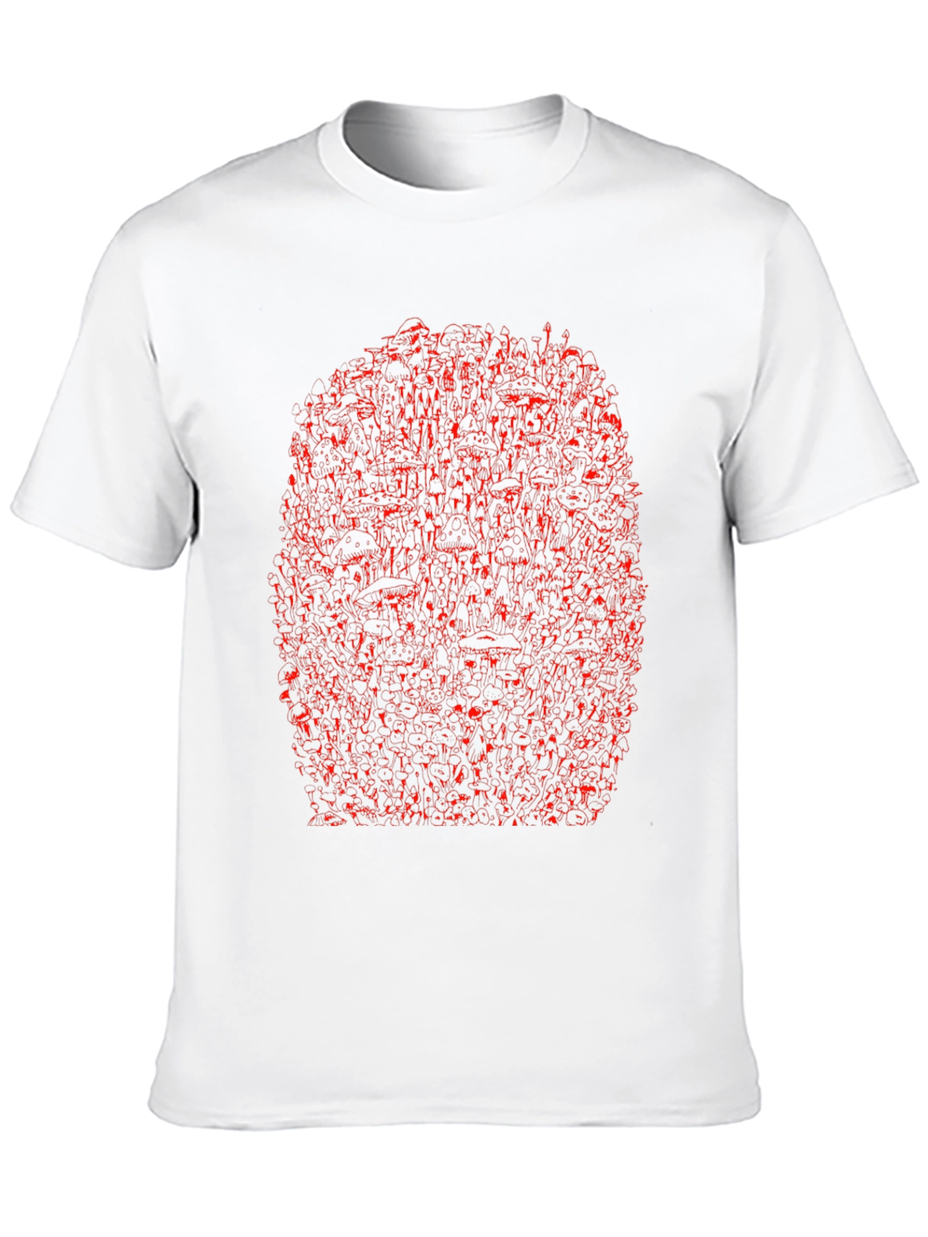 Unique Red Abstract Print Black Crewneck T-Shirt