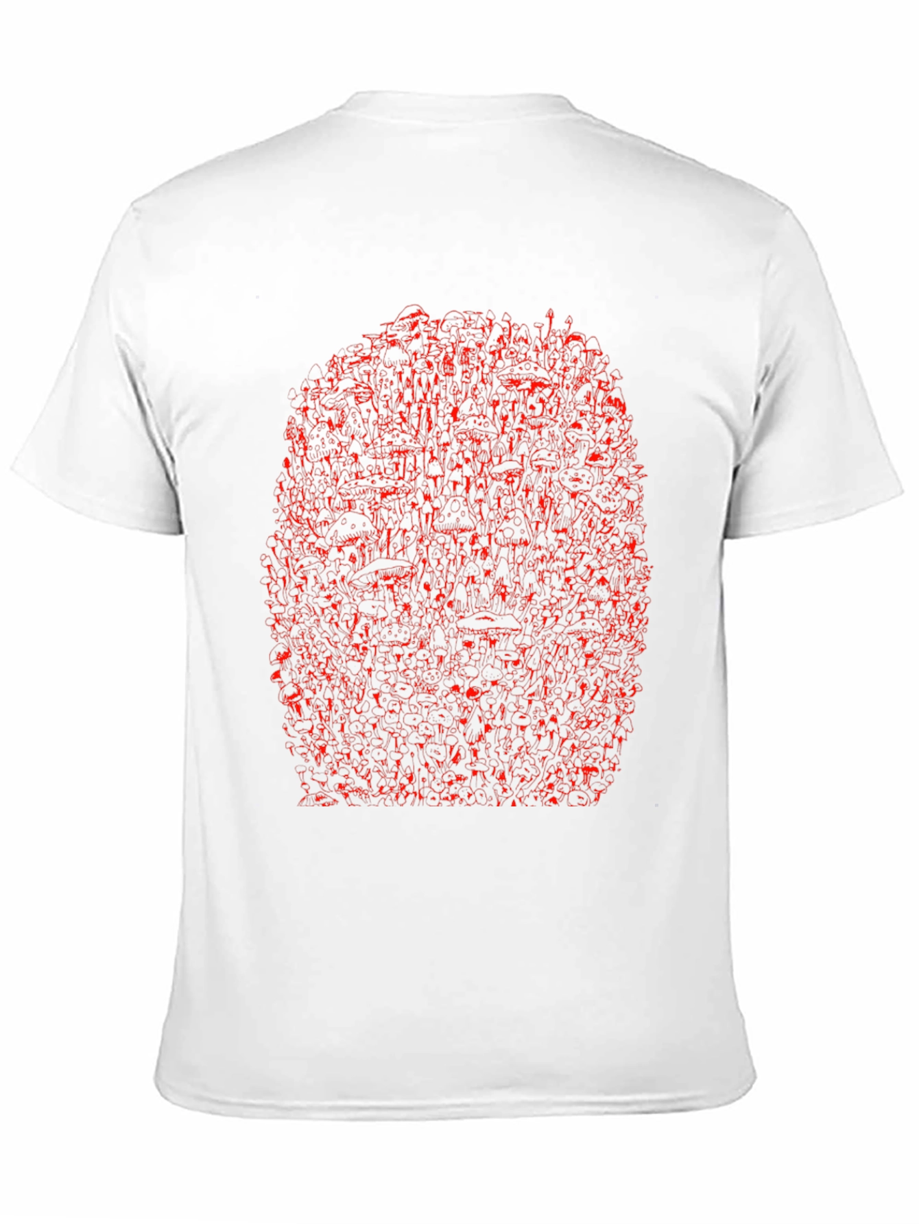 Unique Red Abstract Print Black Crewneck T-Shirt