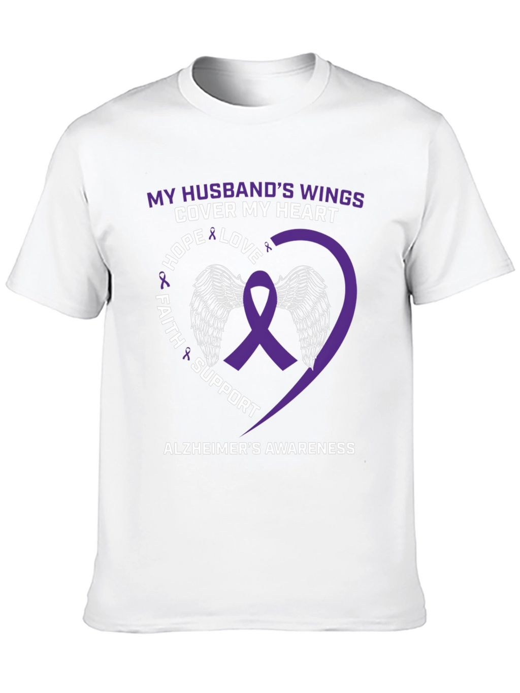 Alzheimers Awareness Husband Wings Heart T-Shirt