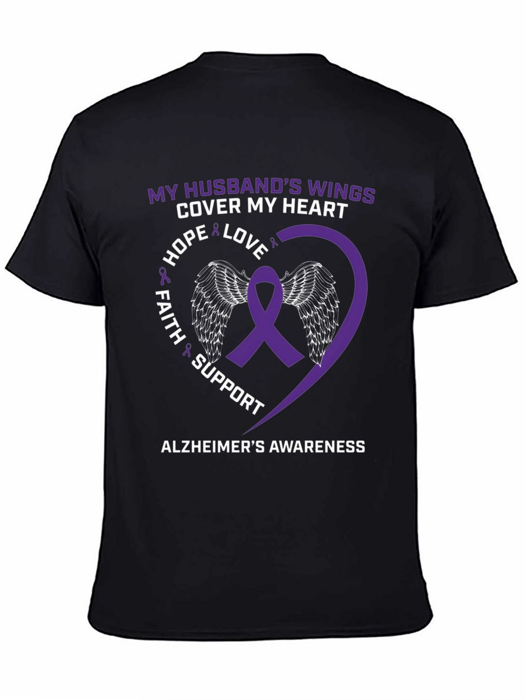 Alzheimers Awareness Husband Wings Heart T-Shirt