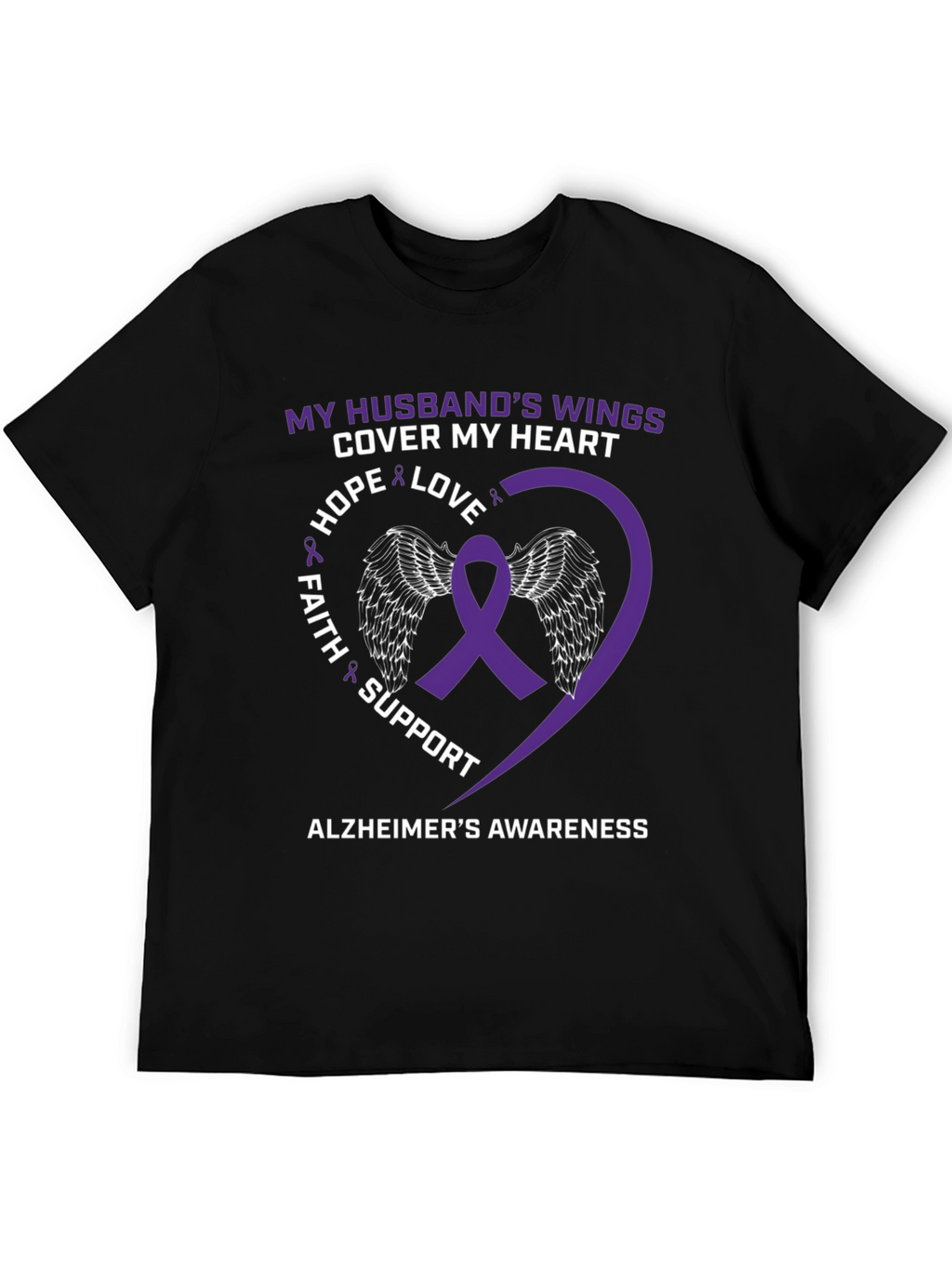 Alzheimers Awareness Husband Wings Heart T-Shirt
