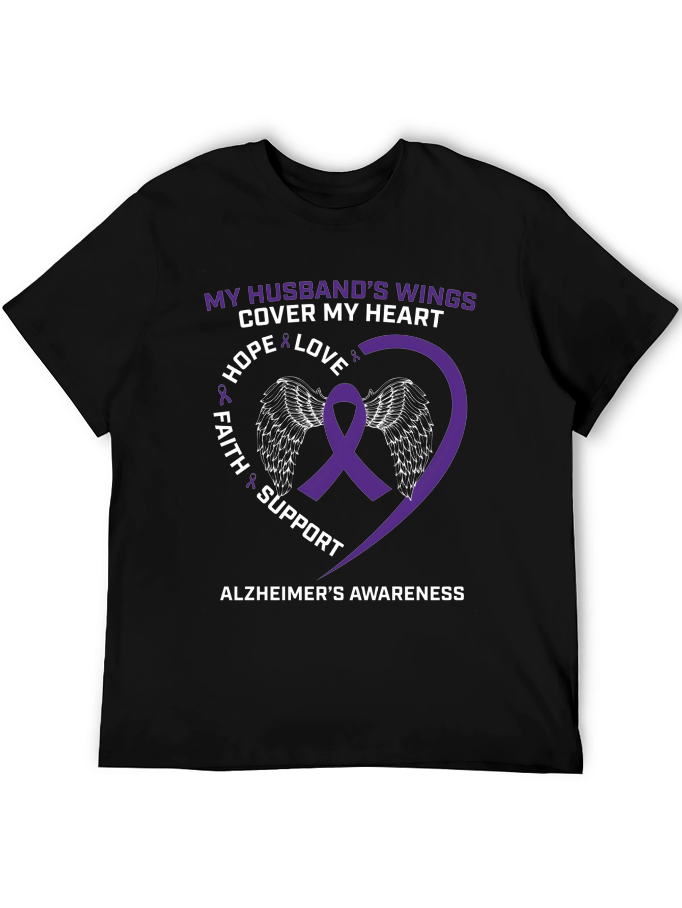 Alzheimers Awareness Husband Wings Heart T-Shirt