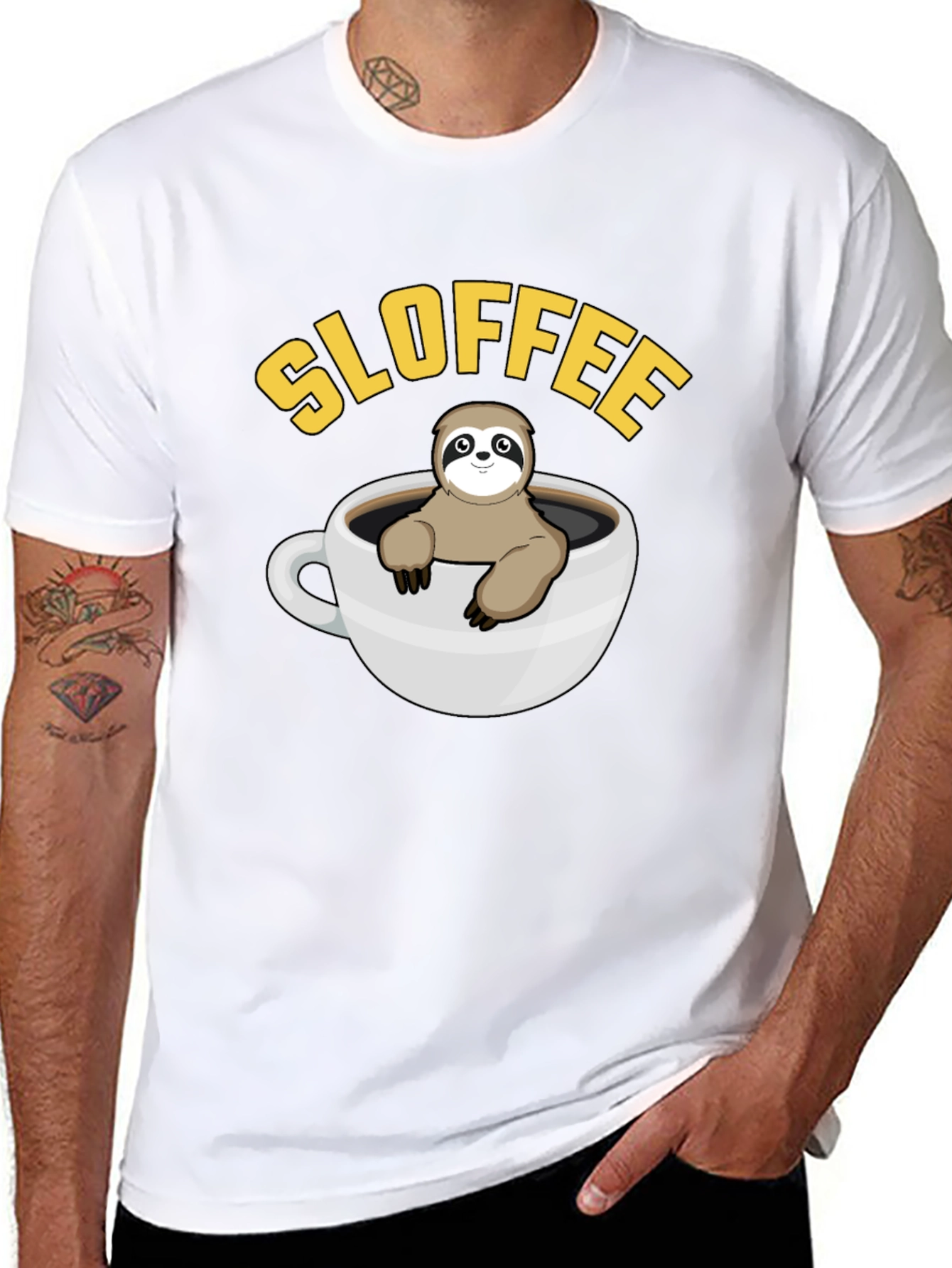 Sloffee Sloth Coffee T-Shirt Cute Animal Graphic Tee