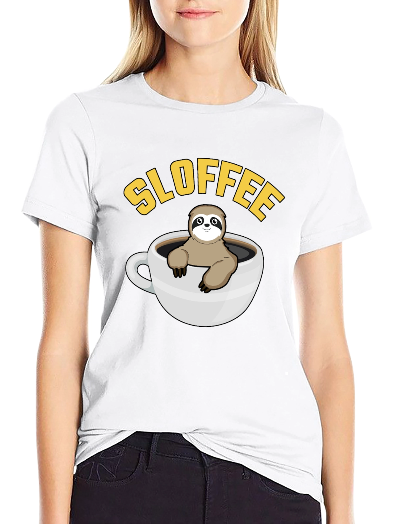 Sloffee Sloth Coffee T-Shirt Cute Animal Graphic Tee