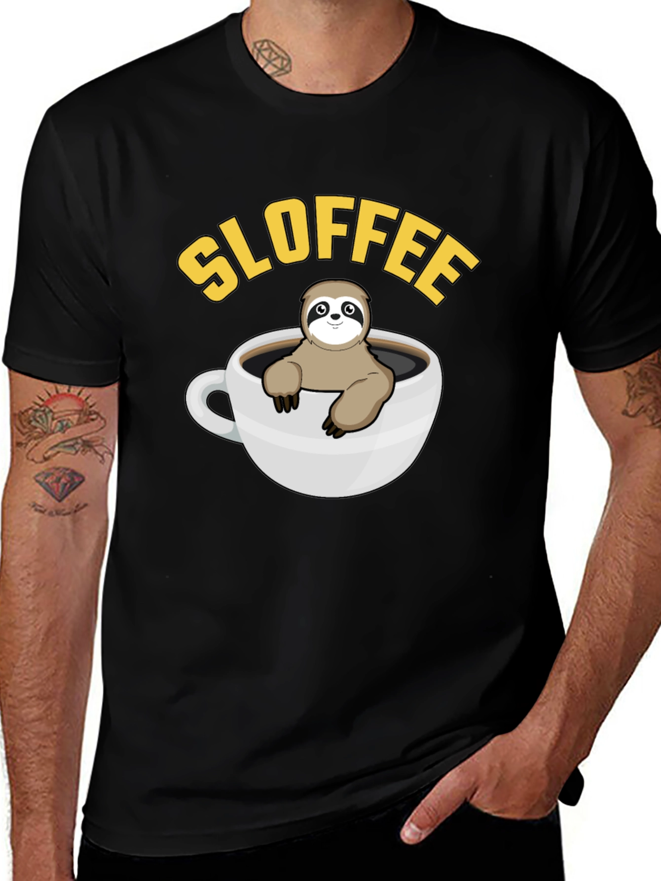 Sloffee Sloth Coffee T-Shirt Cute Animal Graphic Tee