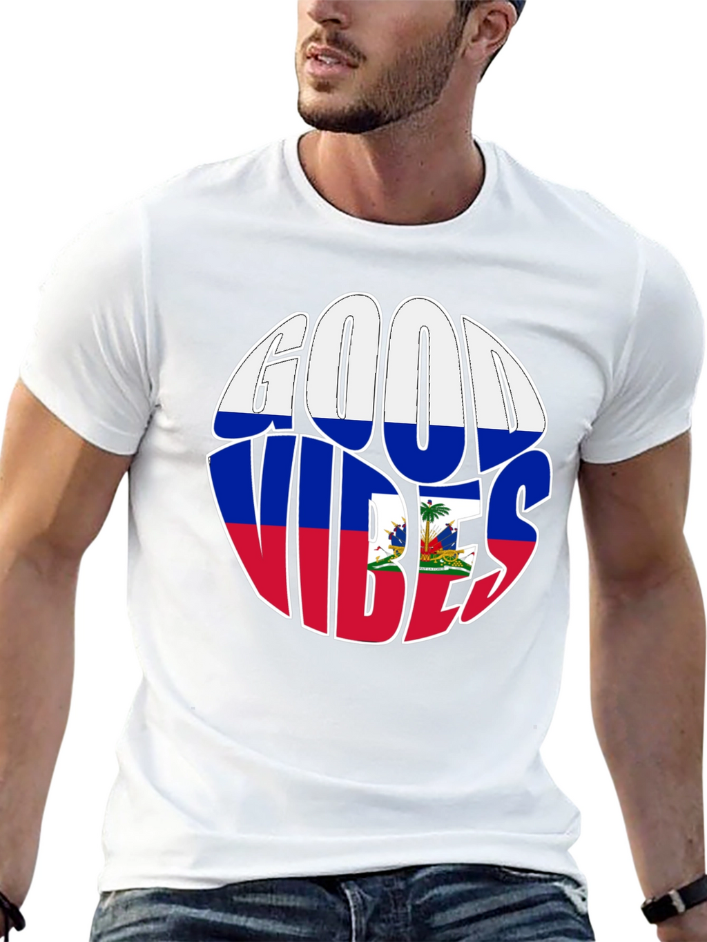 Haiti Flag Good Vibes T-Shirt