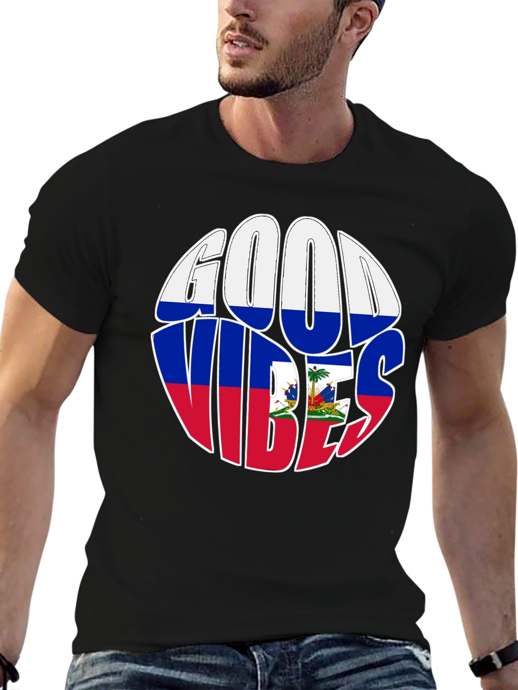Haiti Flag Good Vibes T-Shirt