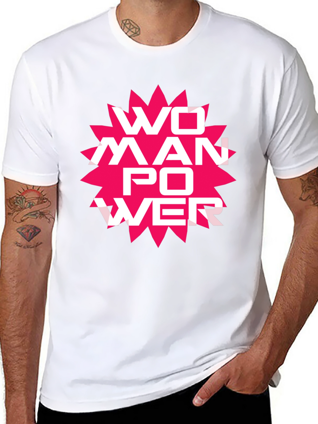 Woman Power Graphic Tee - Black Cotton T-Shirt