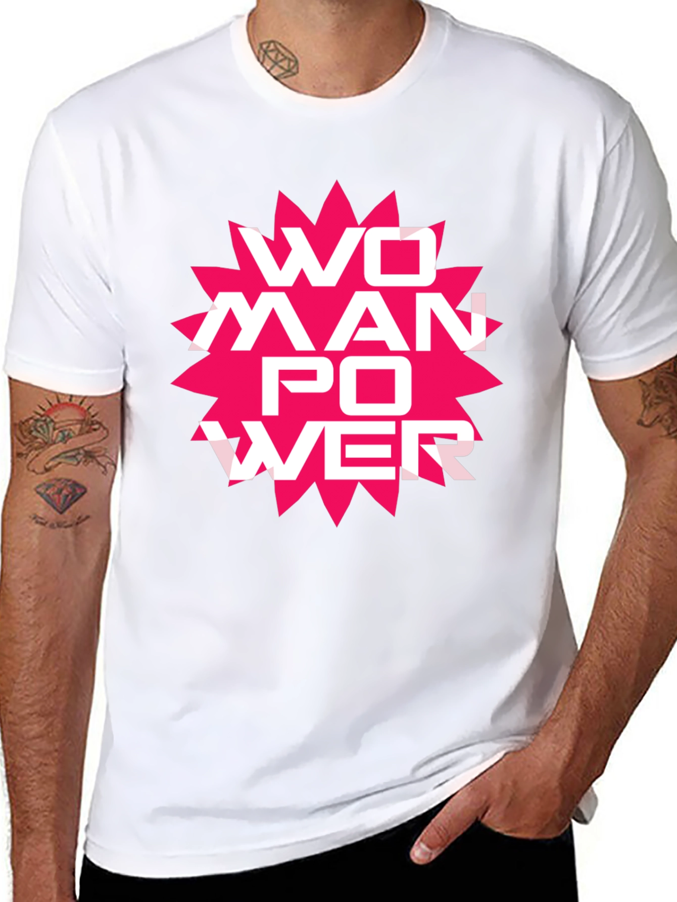 Woman Power Graphic Tee - Black Cotton T-Shirt