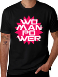 Woman Power Graphic Tee - Black Cotton T-Shirt