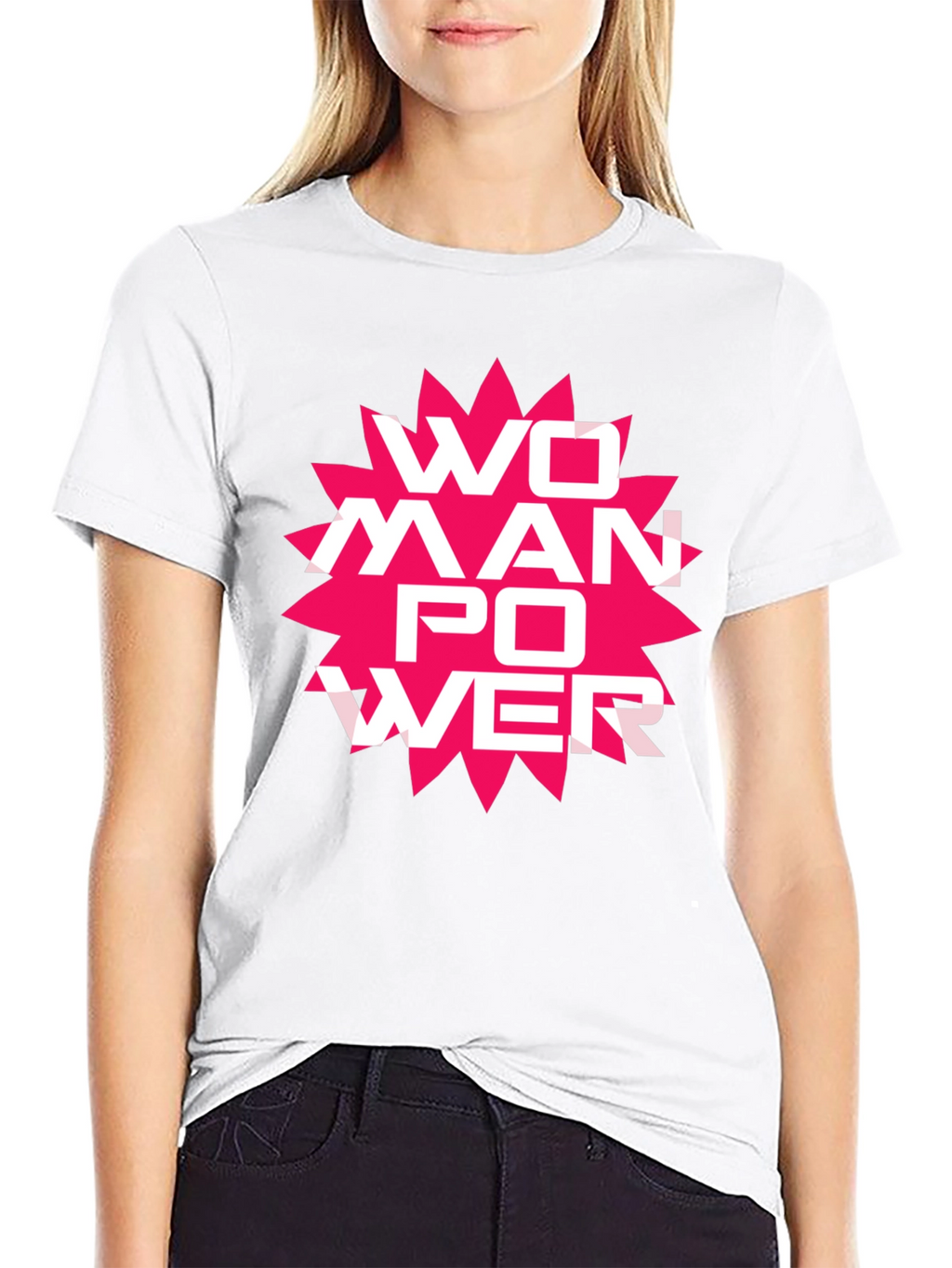 Woman Power Graphic Tee - Black Cotton T-Shirt