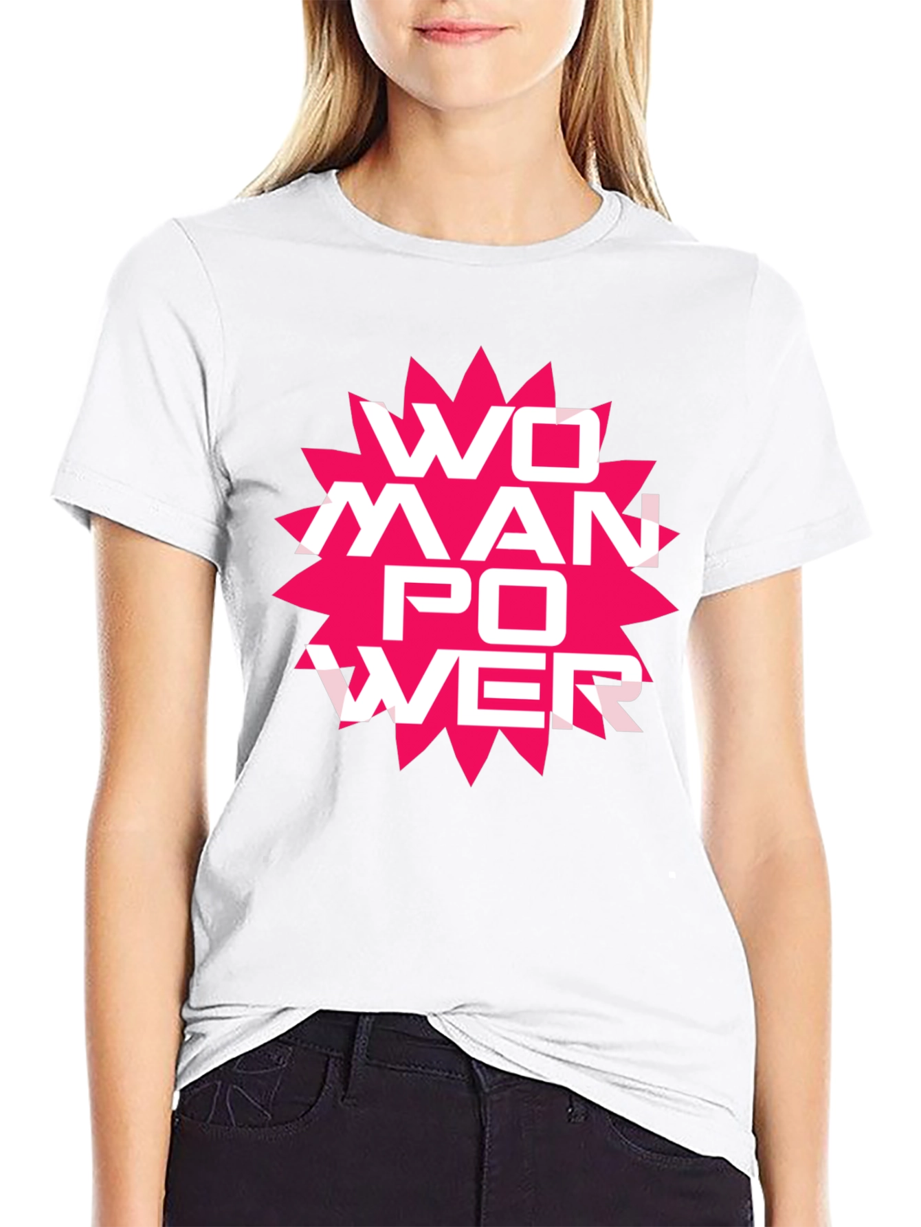 Woman Power Graphic Tee - Black Cotton T-Shirt