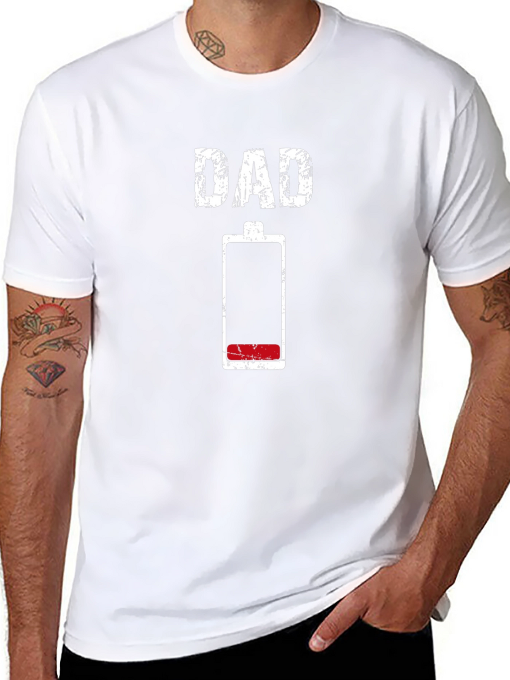 Dad Low Battery Funny Graphic T-Shirt