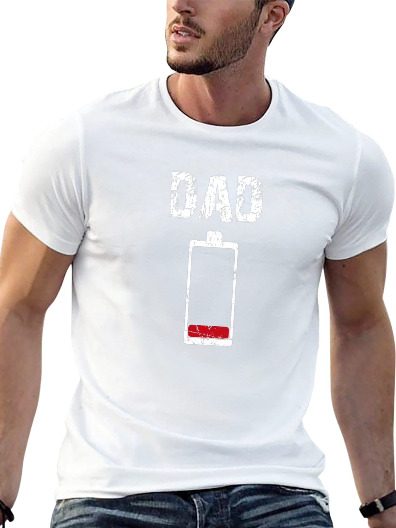 Dad Low Battery Funny Graphic T-Shirt