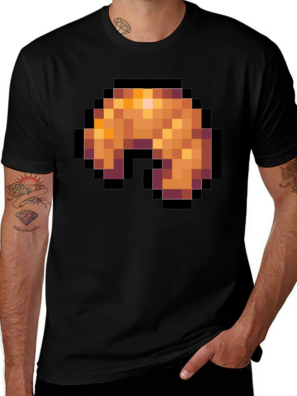Pixel Art Shrimp T-Shirt - Black Graphic Tee