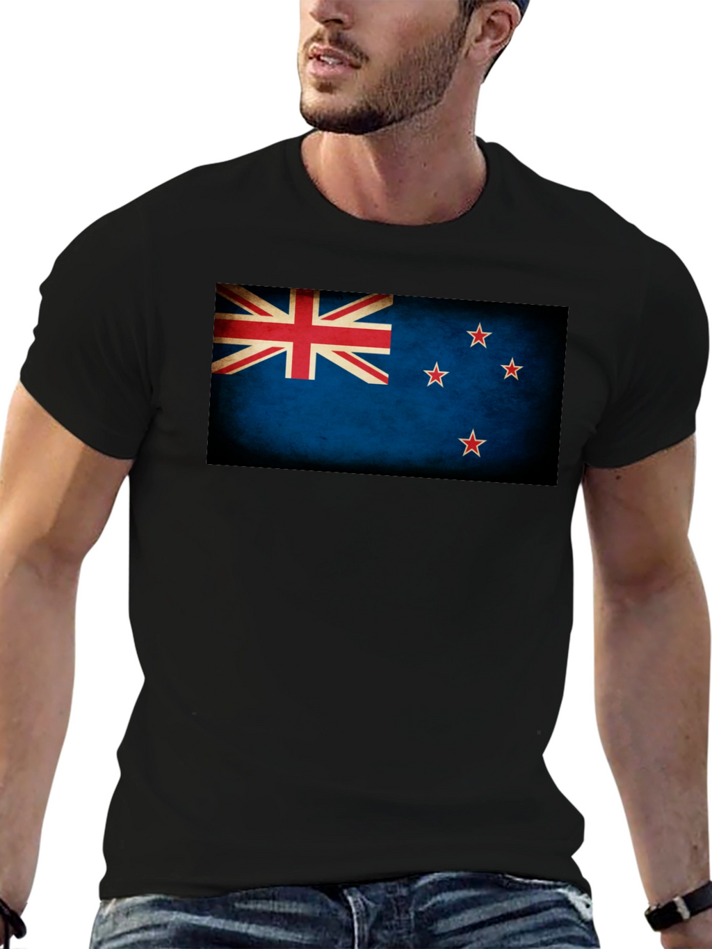New Zealand Flag Graphic Black T-Shirt