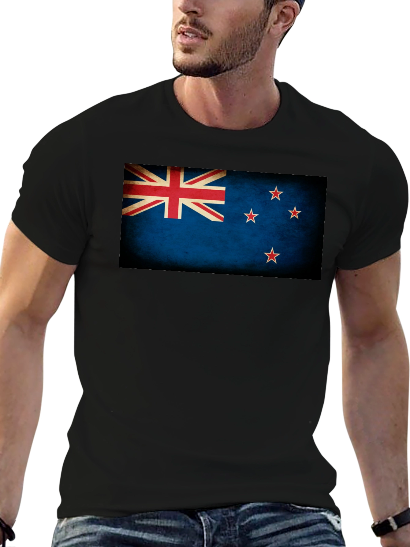 New Zealand Flag Graphic Black T-Shirt