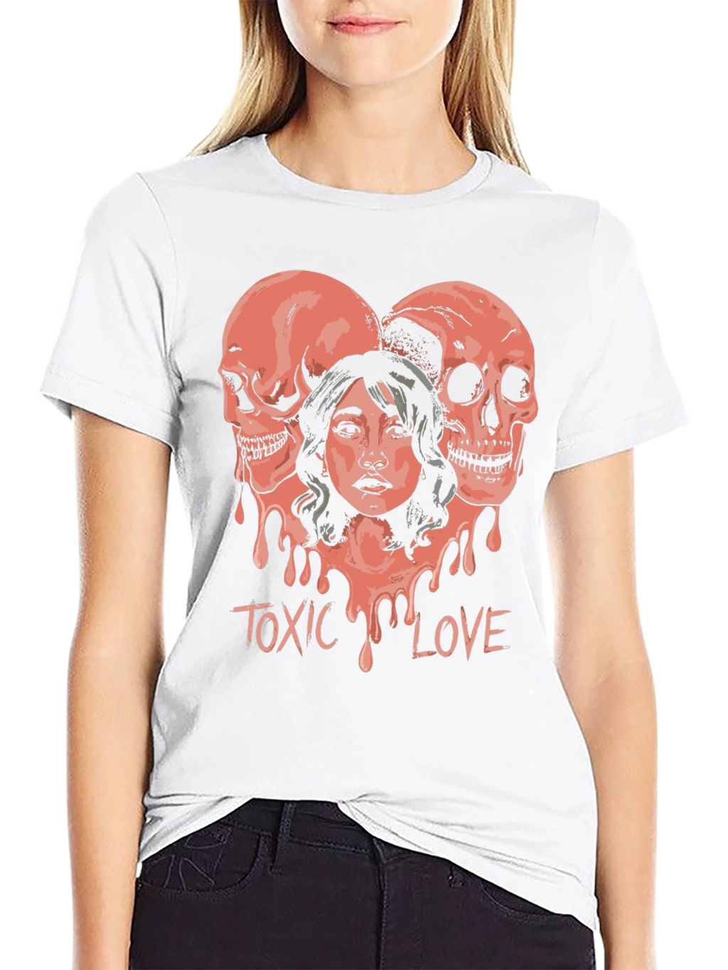 Toxic Love Graphic Tee - Skull Heart Design