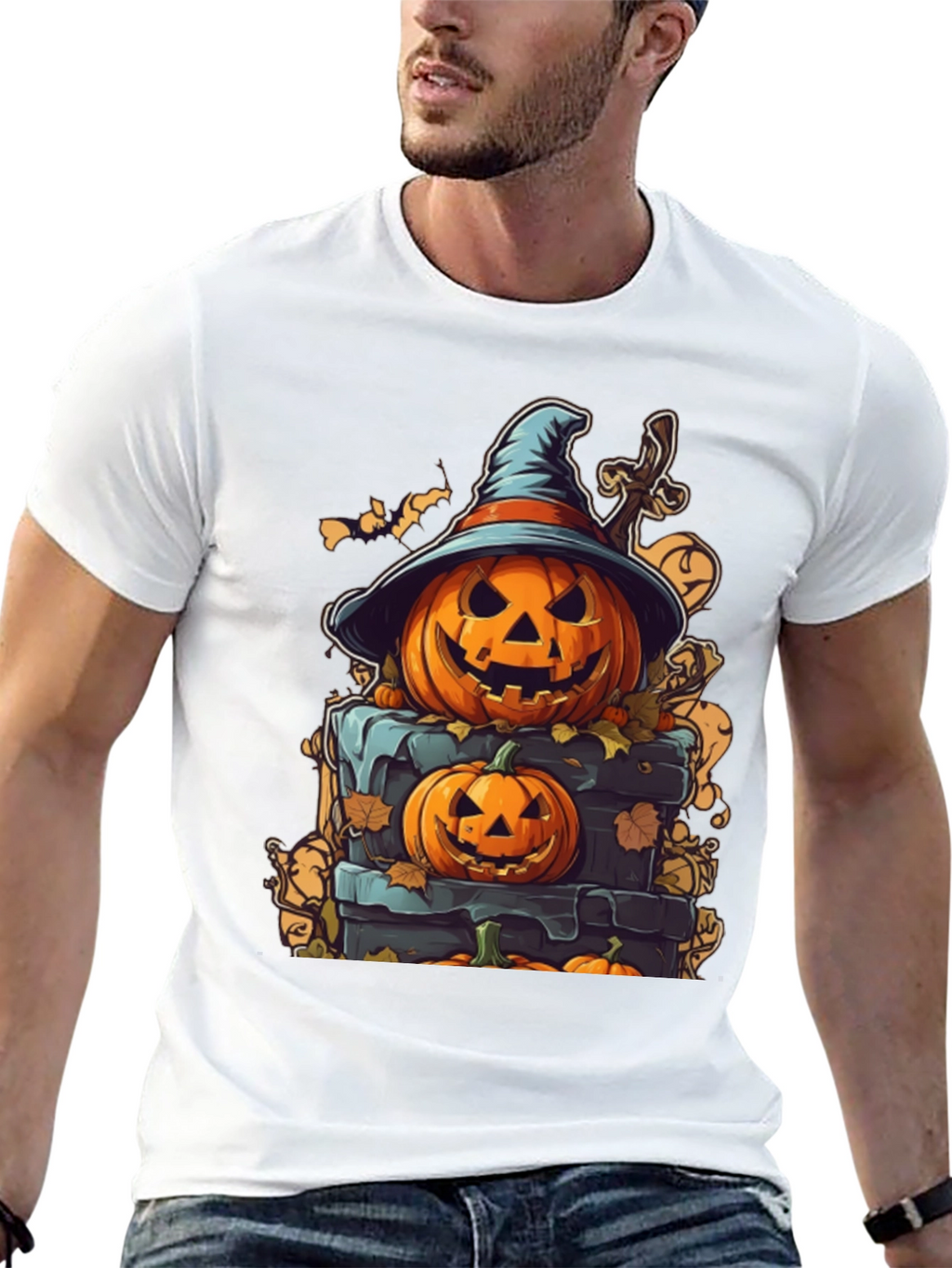 Spooky Halloween Pumpkin Stack Graphic Tee