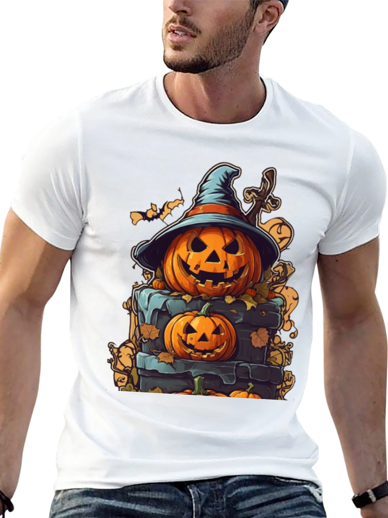 Spooky Halloween Pumpkin Stack Graphic Tee