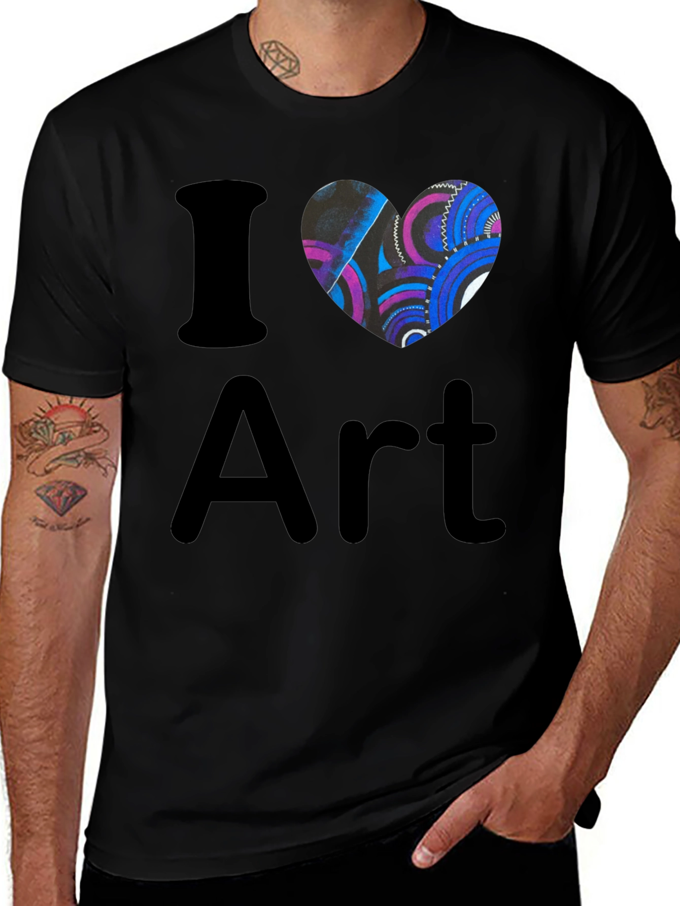 I Heart Art Black T-Shirt Artistic Graphic Tee