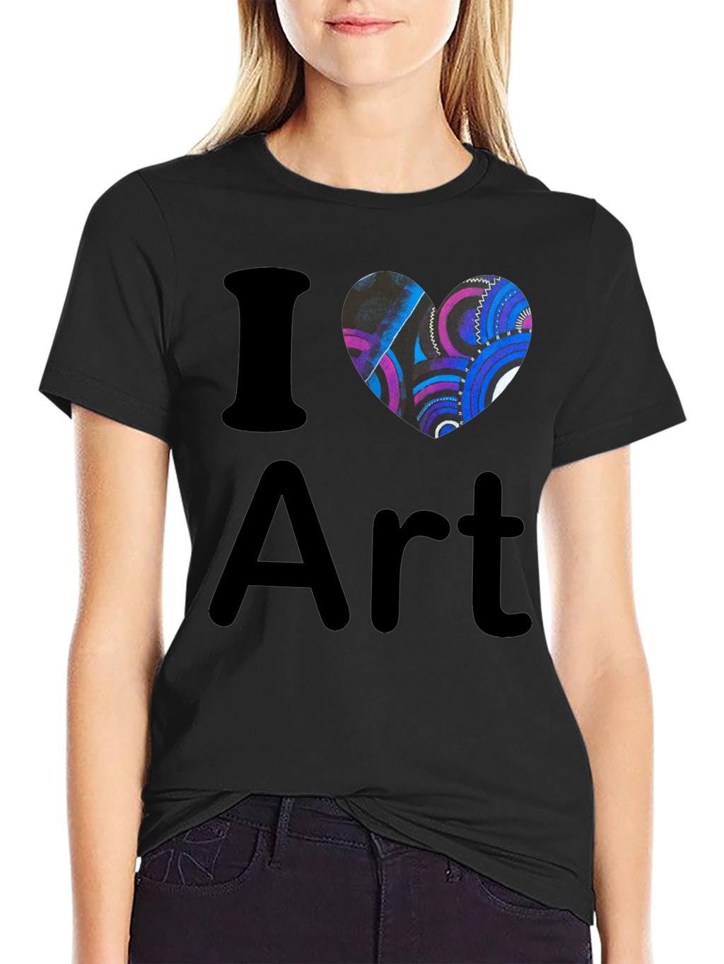 I Heart Art Black T-Shirt Artistic Graphic Tee