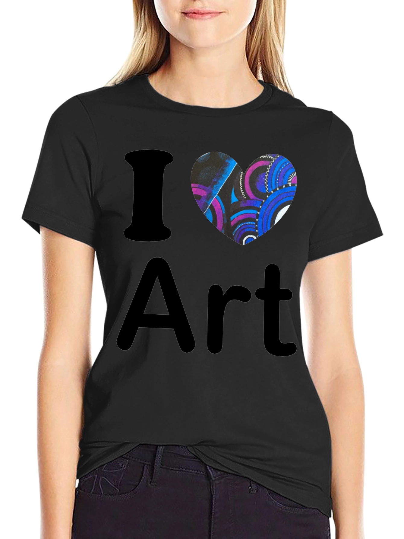 I Heart Art Black T-Shirt Artistic Graphic Tee