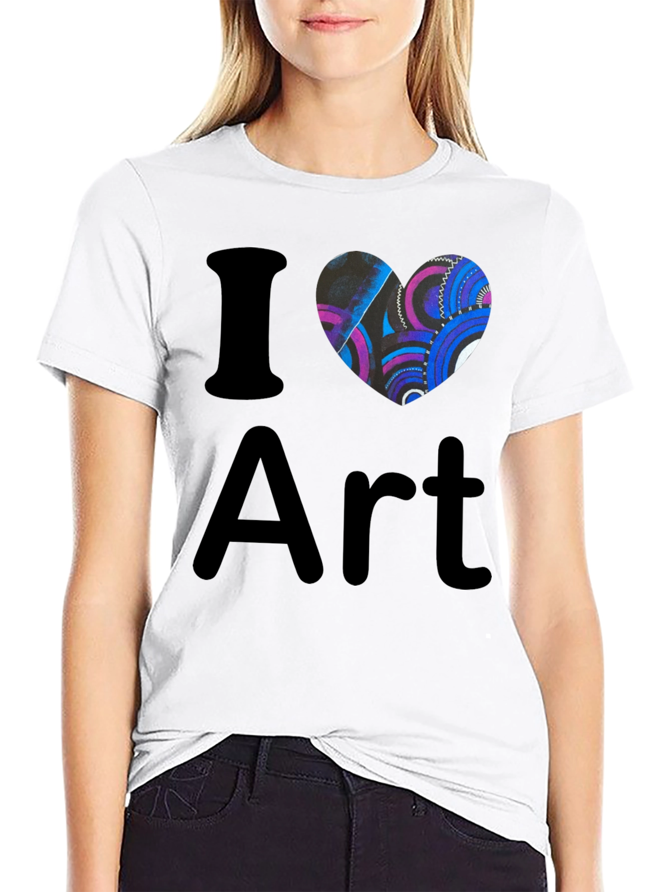 I Heart Art Black T-Shirt Artistic Graphic Tee